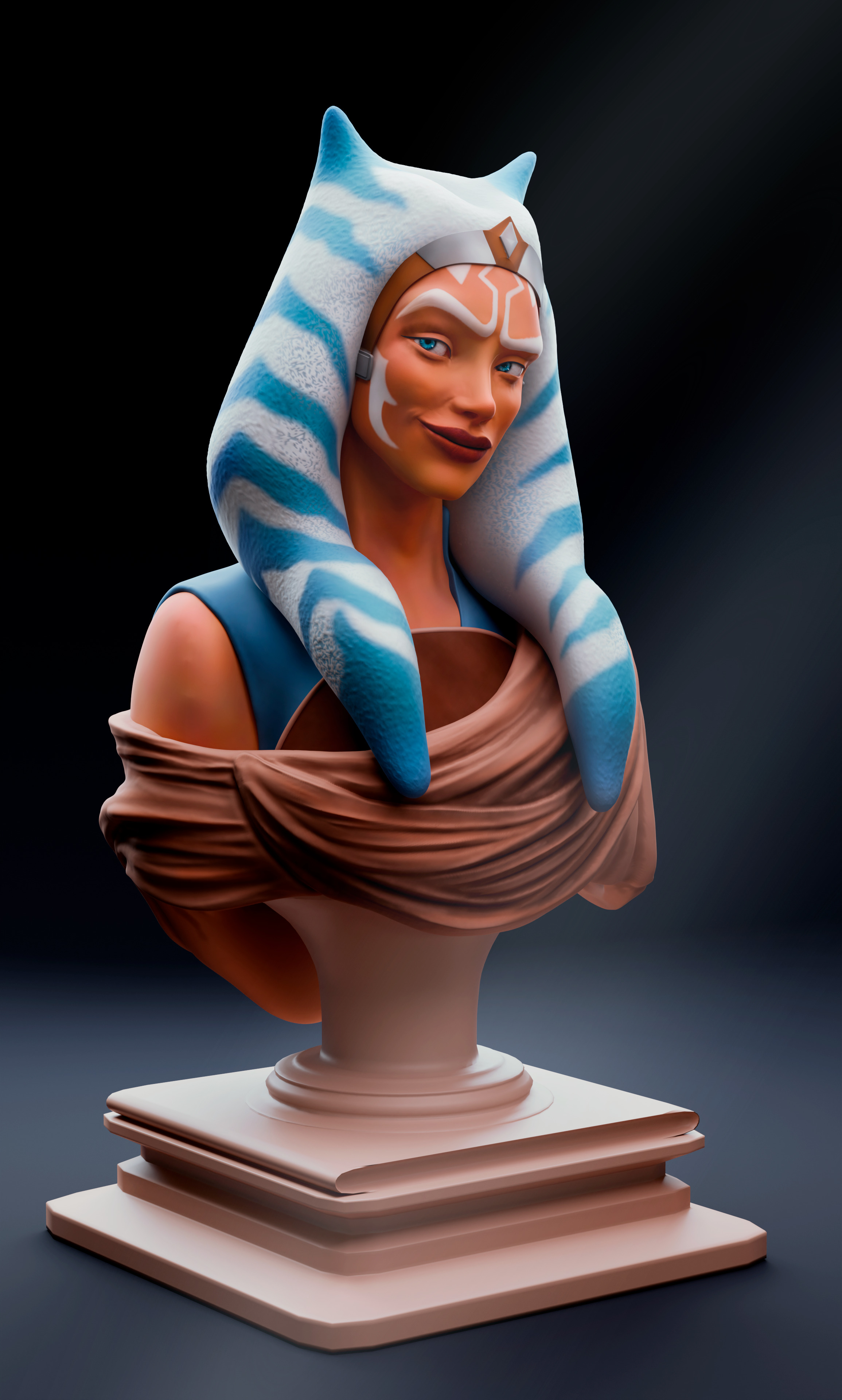 Togruta Warrior Bust for Printing Inspired by Ahsoka Tano 3D print model_3