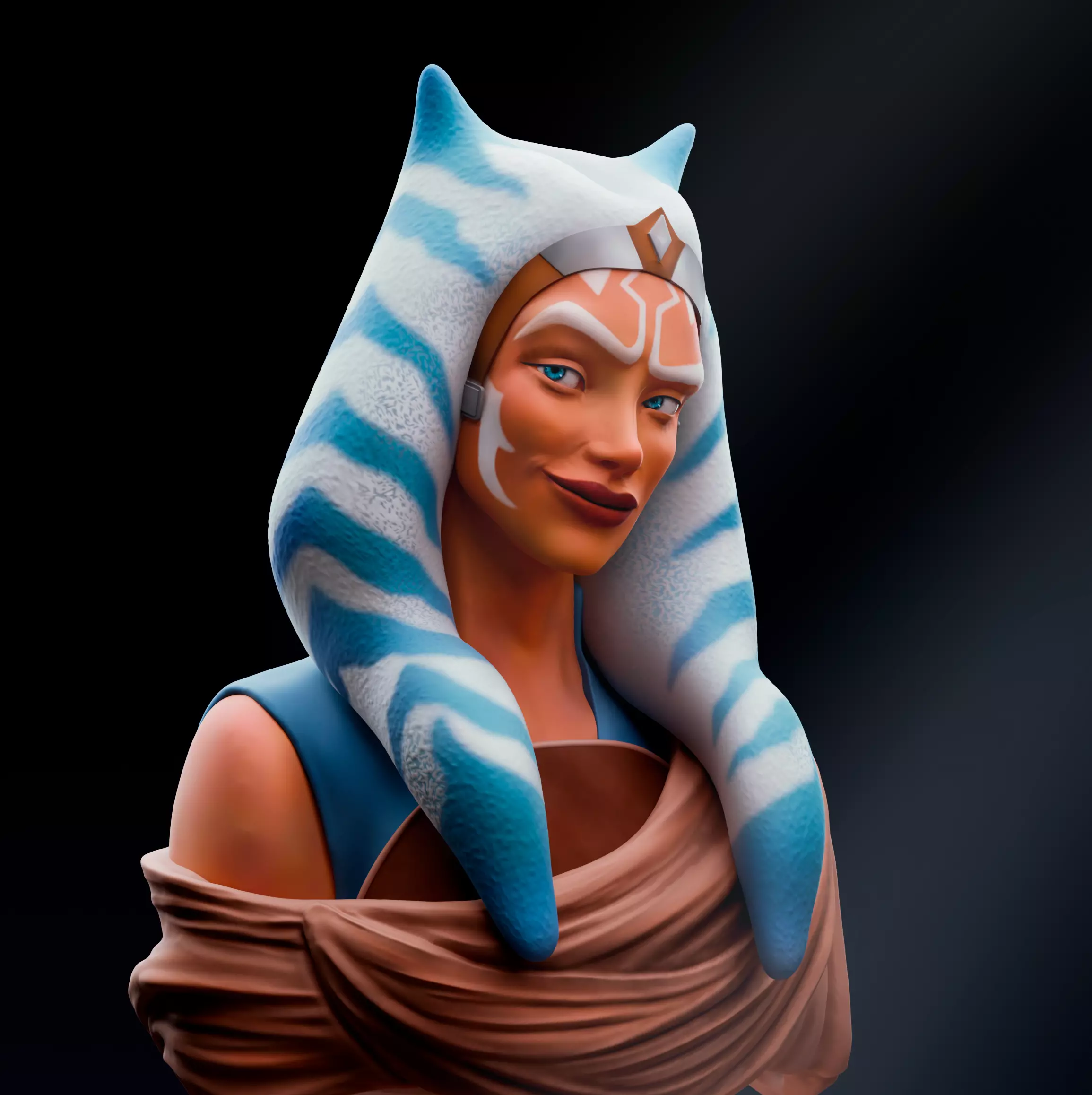 Togruta Warrior Bust for Printing Inspired by Ahsoka Tano 3D print model_0