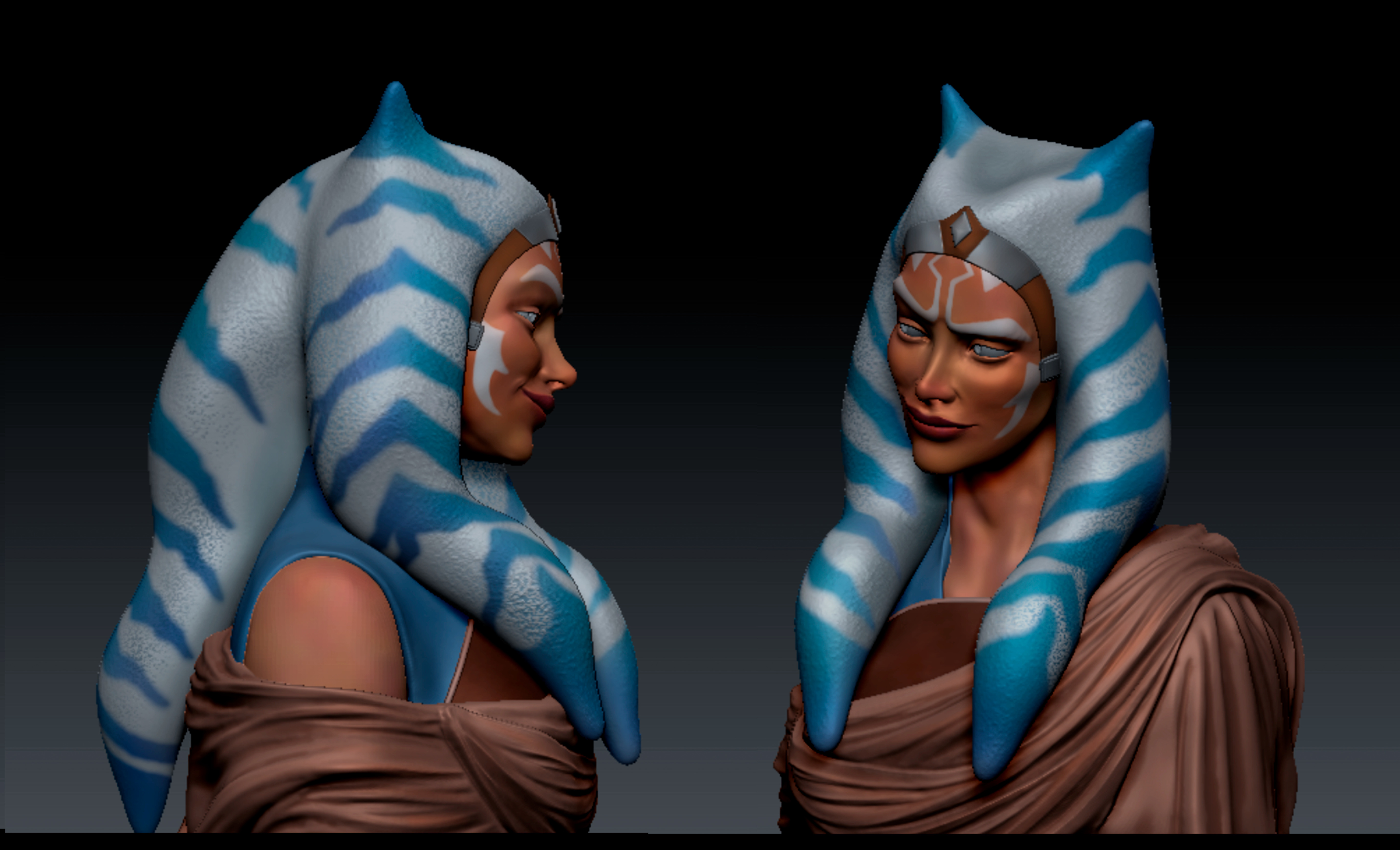 Togruta Warrior Bust for Printing Inspired by Ahsoka Tano 3D print model_2