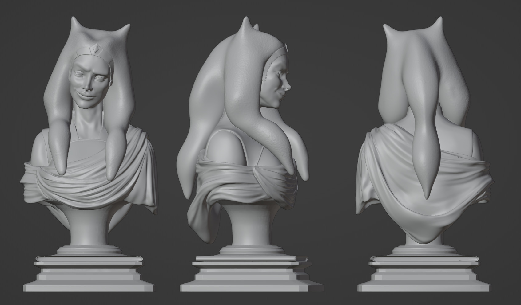 Togruta Warrior Bust for Printing Inspired by Ahsoka Tano 3D print model_7