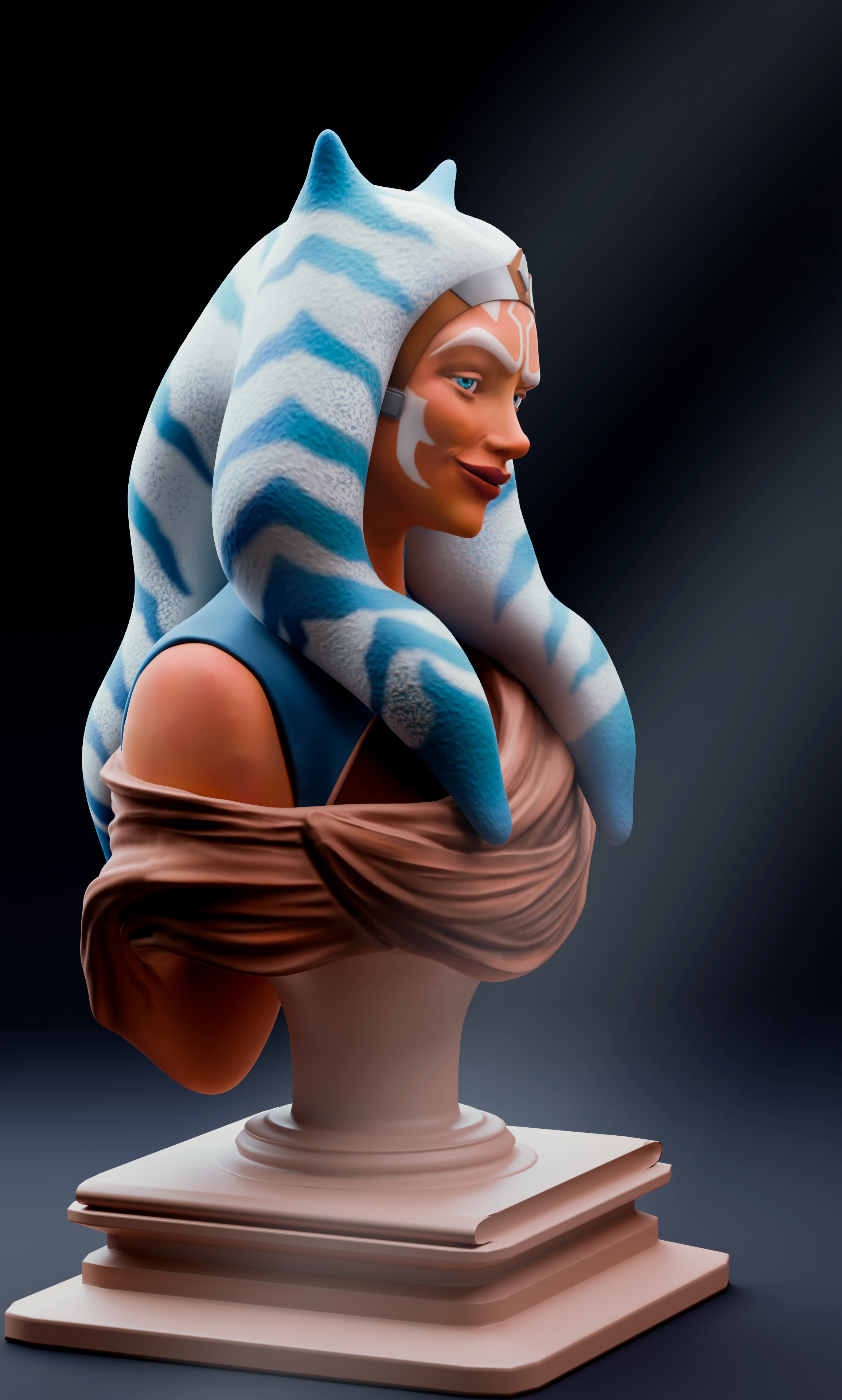 Togruta Warrior Bust for Printing Inspired by Ahsoka Tano 3D print model_5