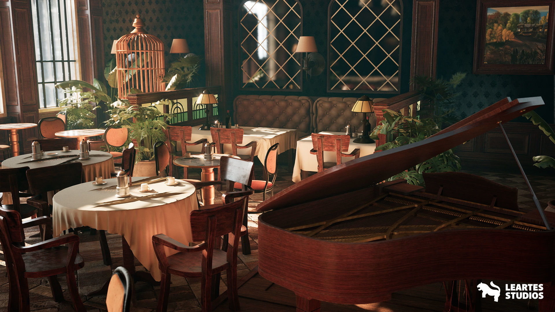 Yellow Parrot Restaurant Environment Low-poly 3D model_10