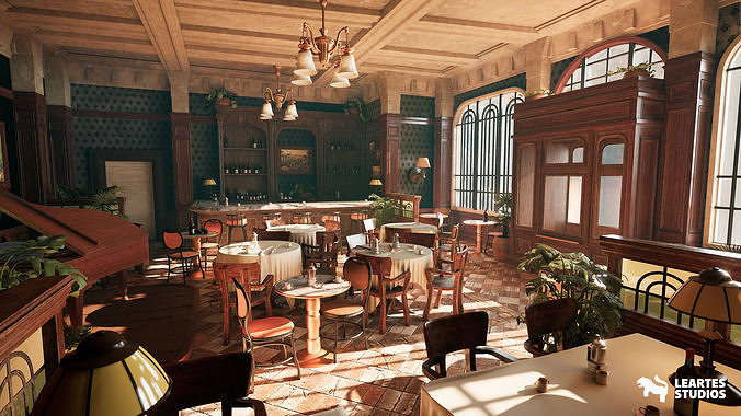 Yellow Parrot Restaurant Environment Low-poly 3D model 2