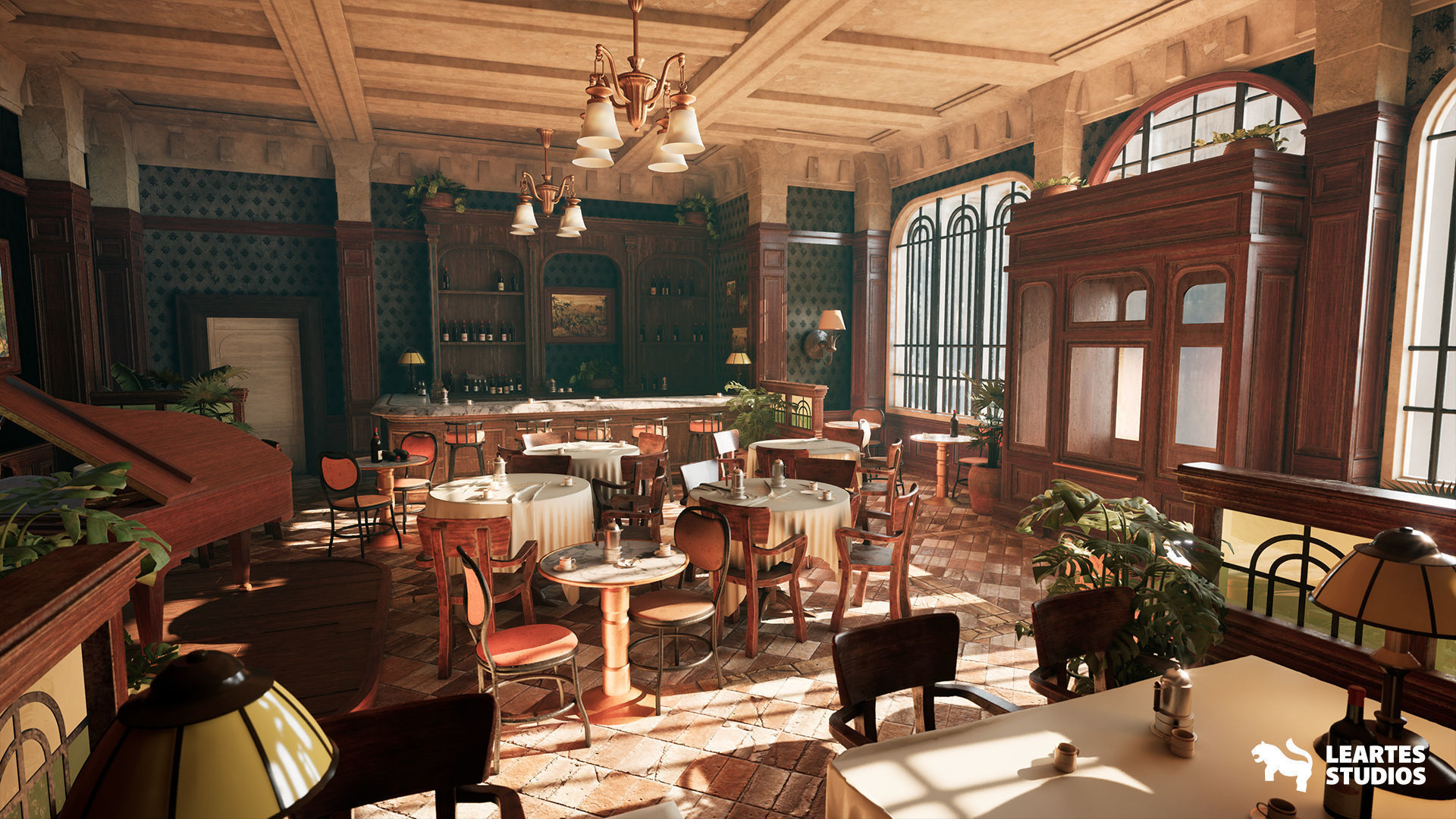 Yellow Parrot Restaurant Environment Low-poly 3D model_3