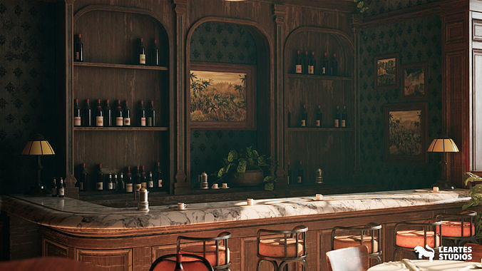 Yellow Parrot Restaurant Environment Low-poly 3D model 5