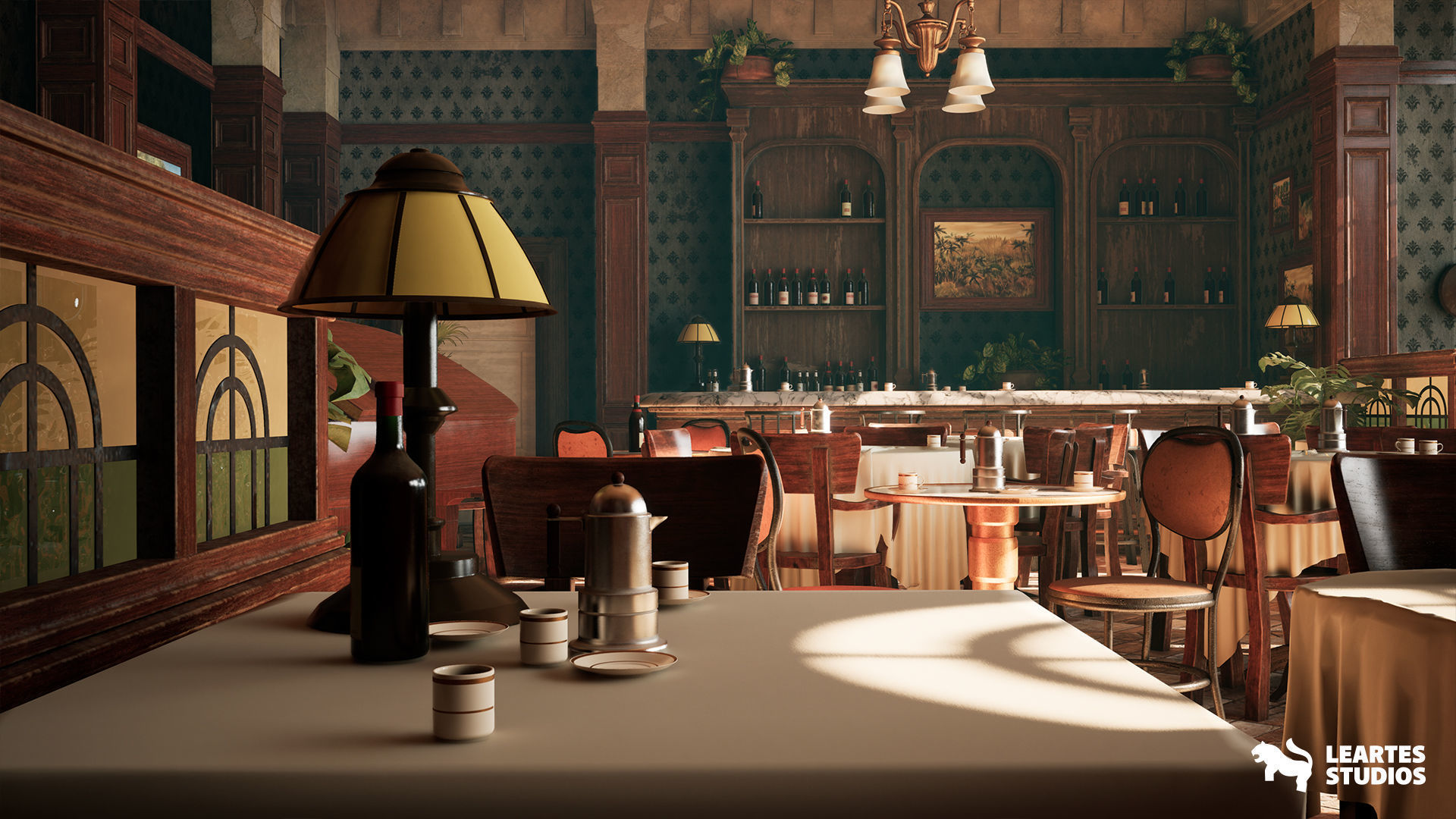 Yellow Parrot Restaurant Environment Low-poly 3D model_11