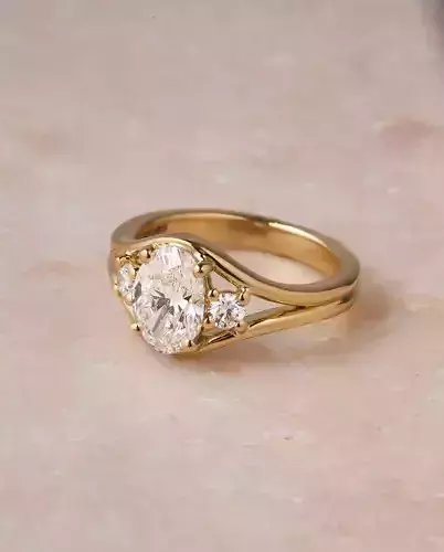 Three Stone Engagement Ring 3D print model