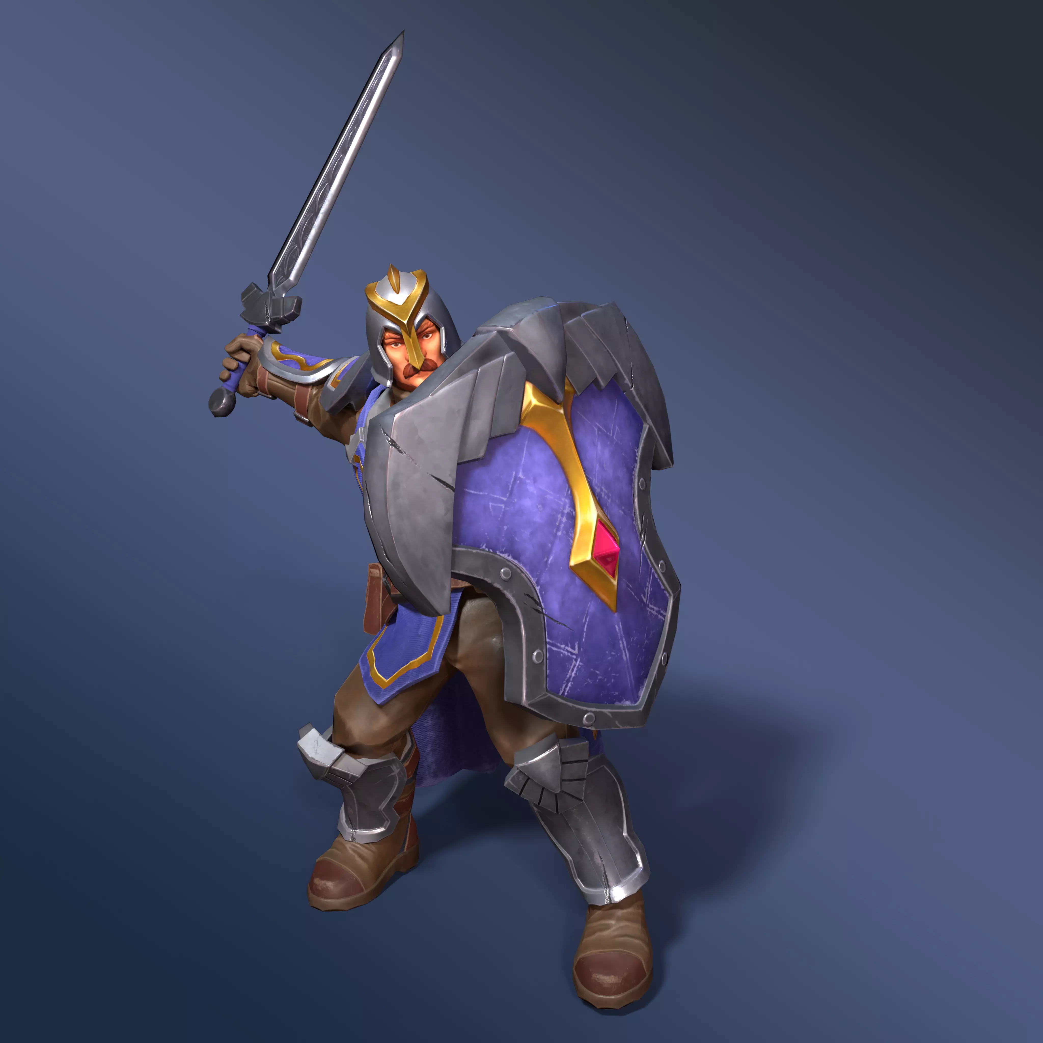 Footman warrior - Rigged Animated Low-poly 3D model_0