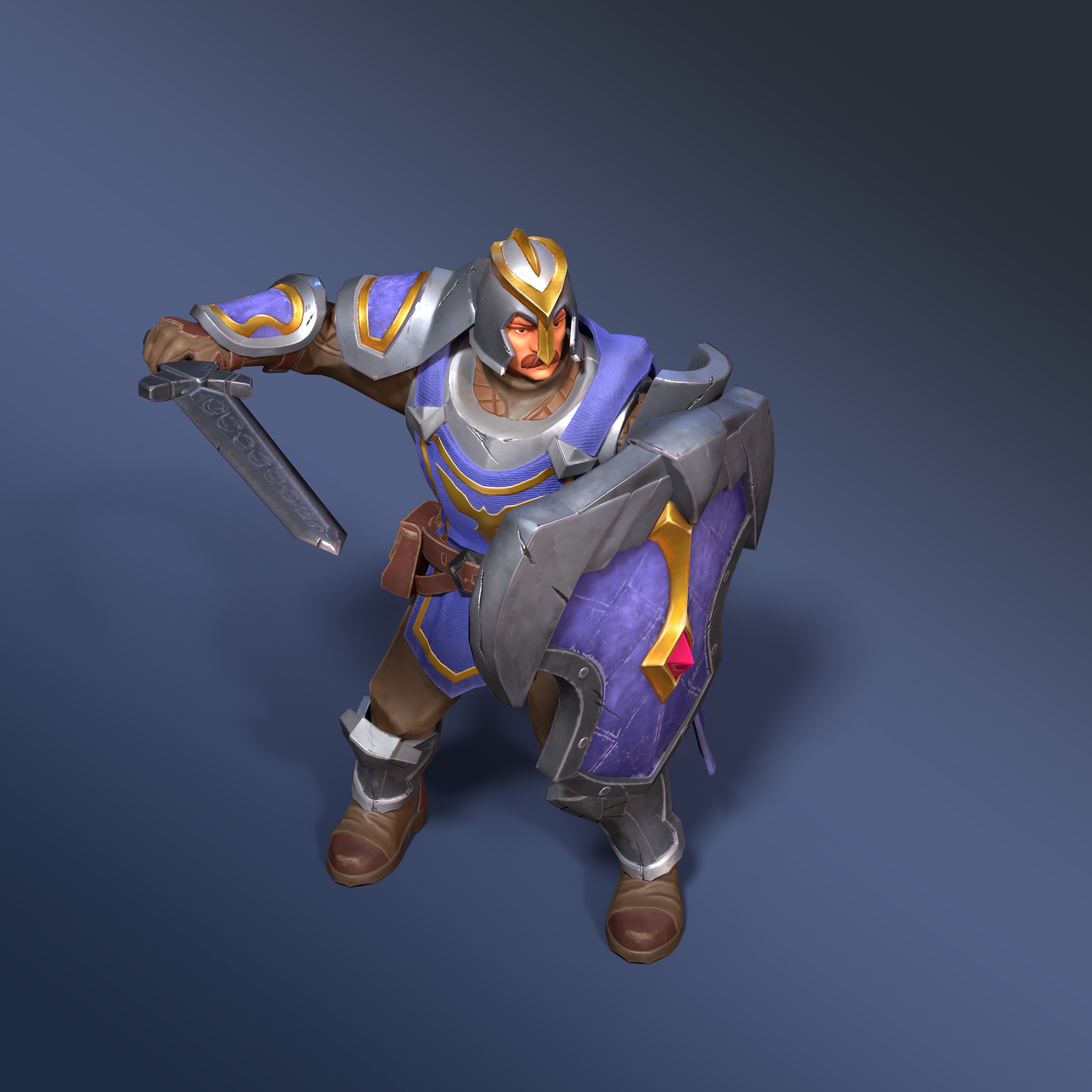 Footman warrior - Rigged Animated Low-poly 3D model_4
