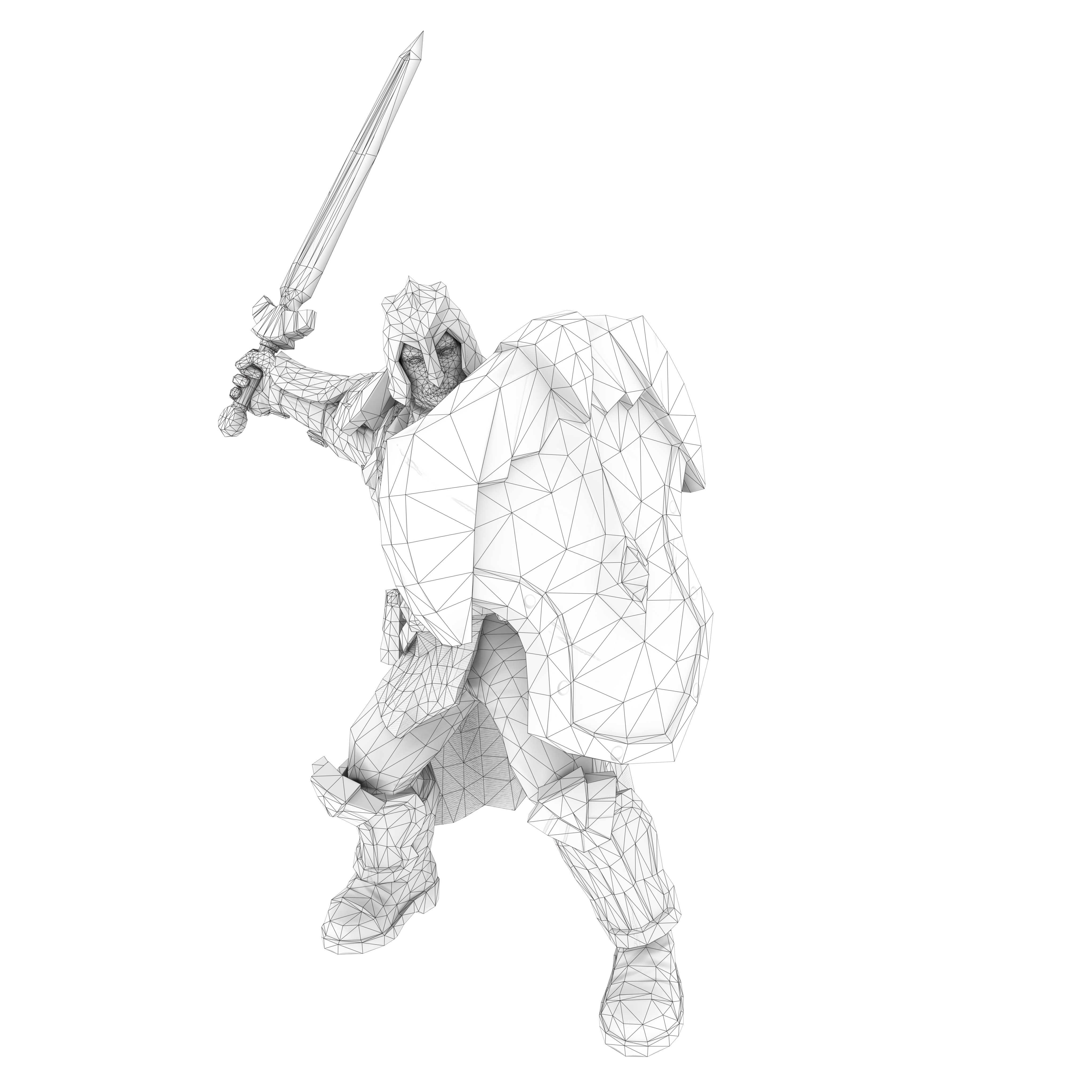 Footman warrior - Rigged Animated Low-poly 3D model_8