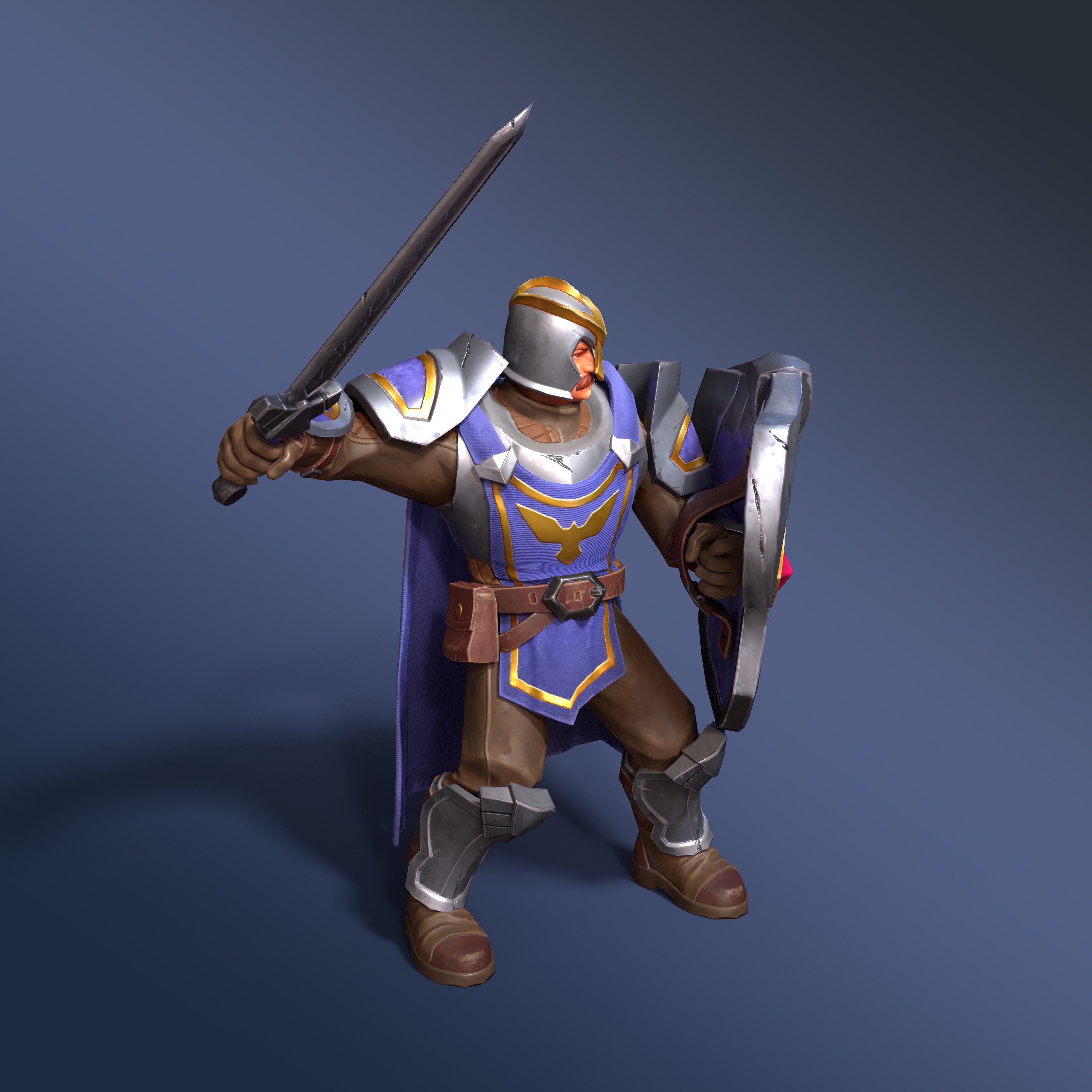 Footman warrior - Rigged Animated Low-poly 3D model_2