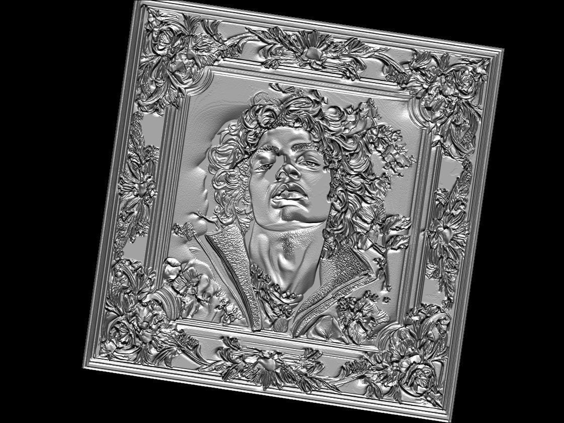 Michael Jackson Floral Relief Portrait 3D print model_4