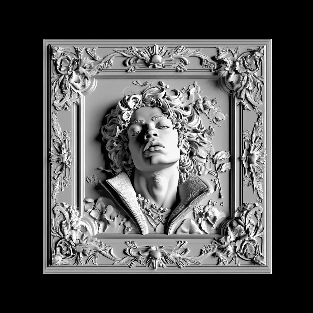 Michael Jackson Floral Relief Portrait 3D print model_0