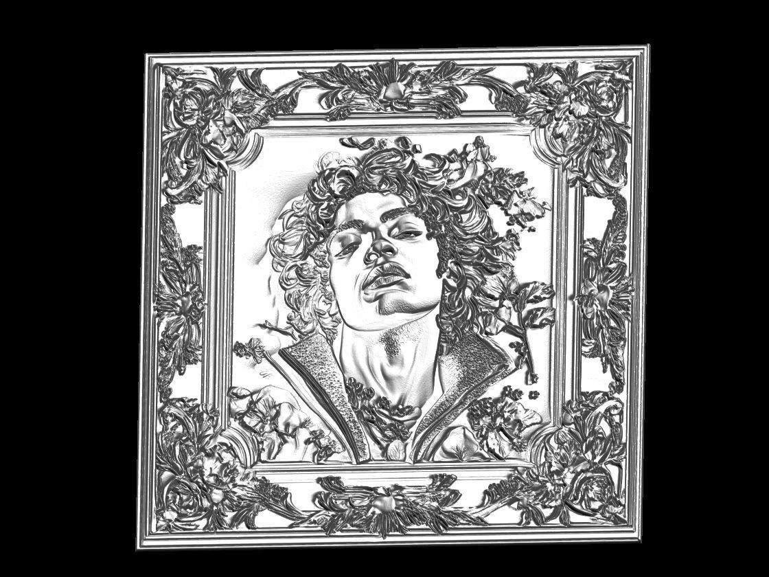 Michael Jackson Floral Relief Portrait 3D print model_2