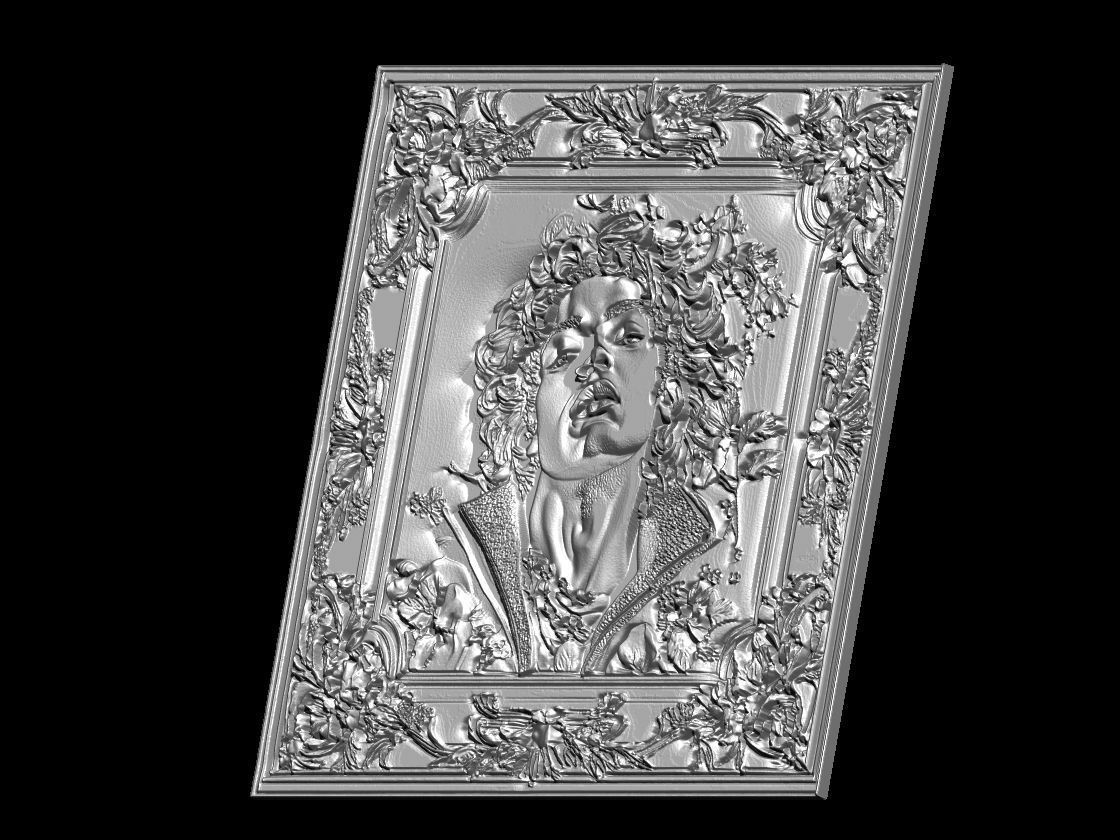 Michael Jackson Floral Relief Portrait 3D print model_3