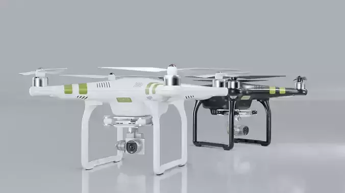 Low poly DJI Phantom 3 Pro black and white edition
