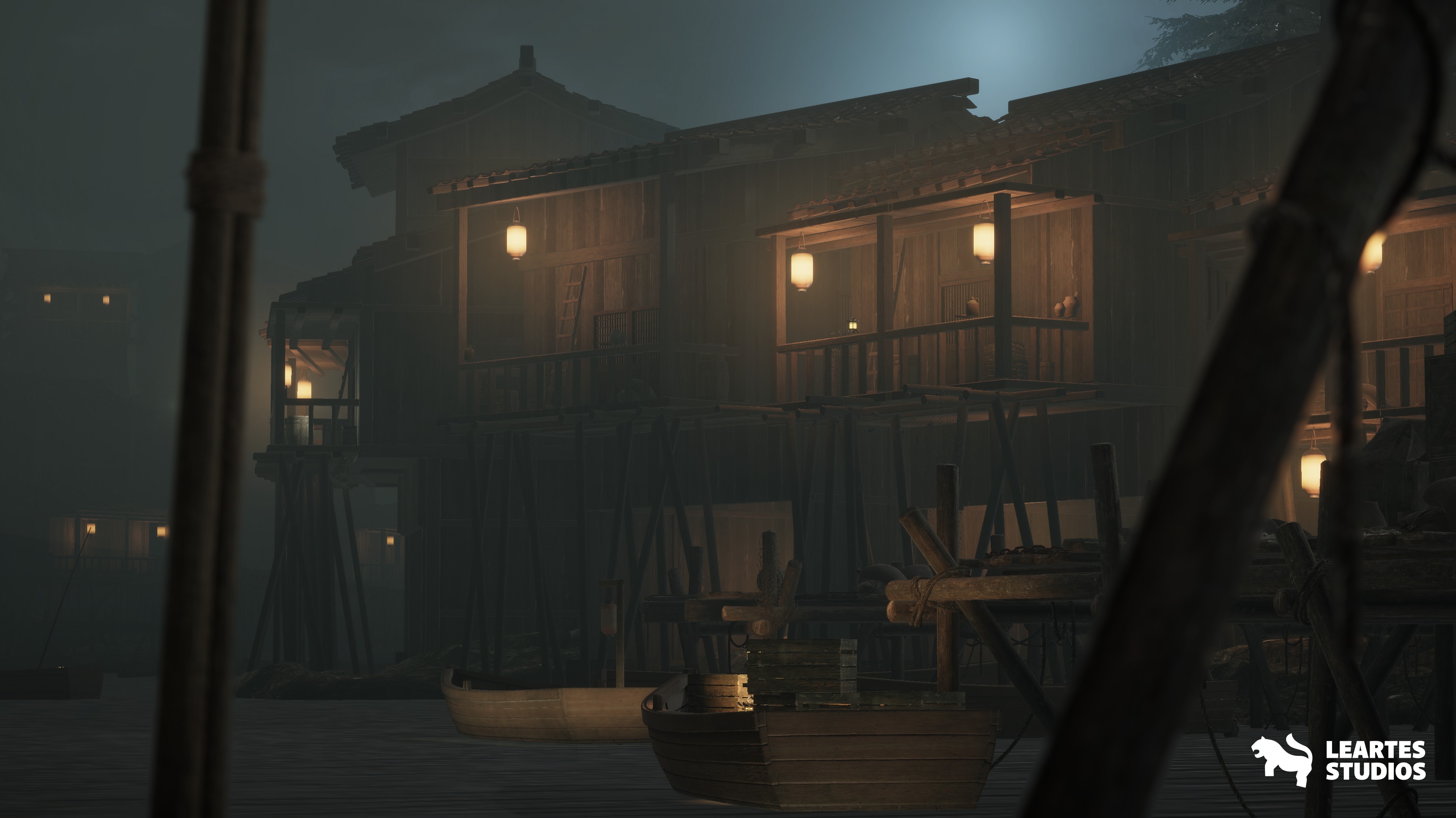 Asian Fishing Village Environment Low-poly 3D model_12