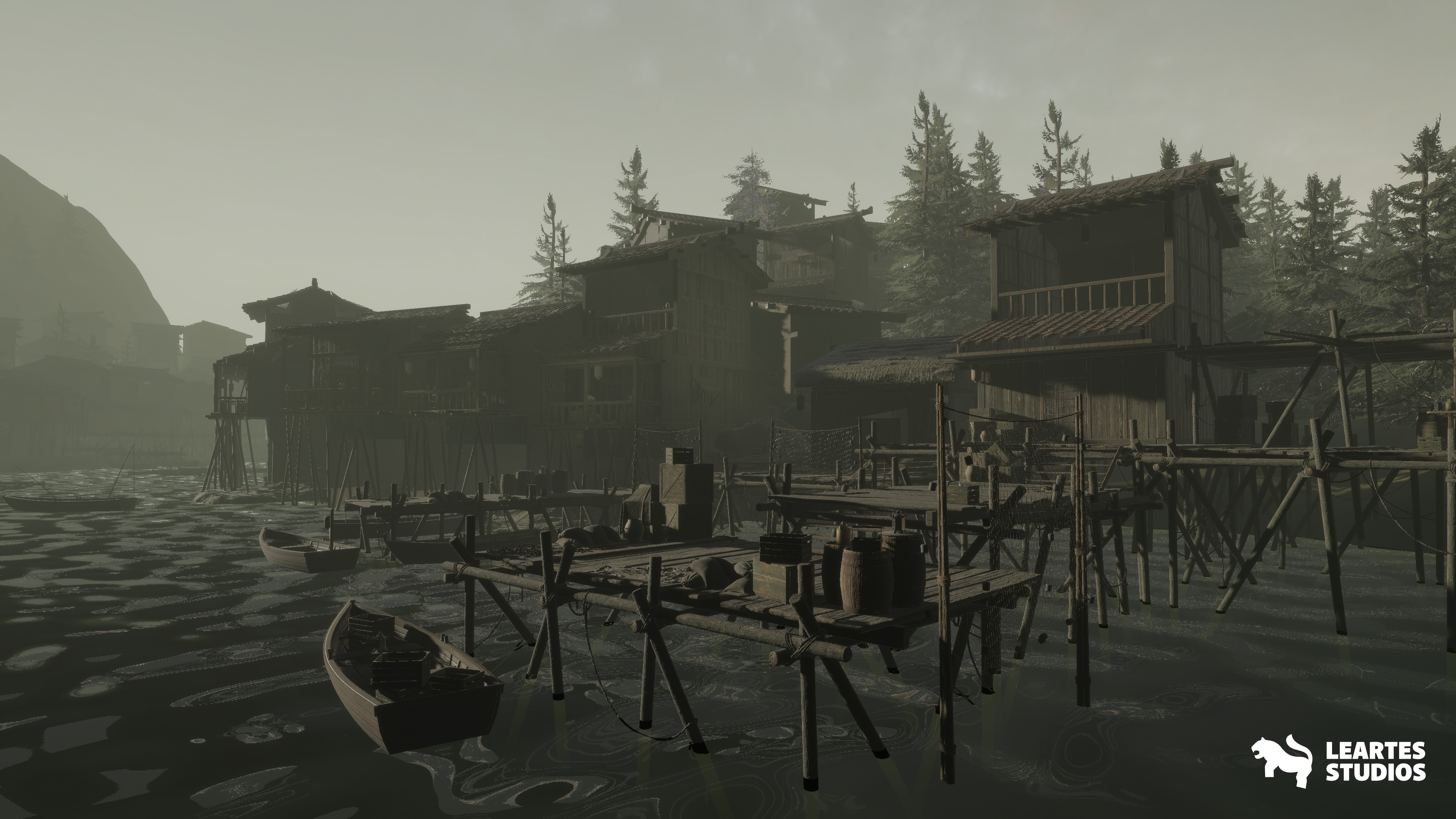 Asian Fishing Village Environment Low-poly 3D model_5