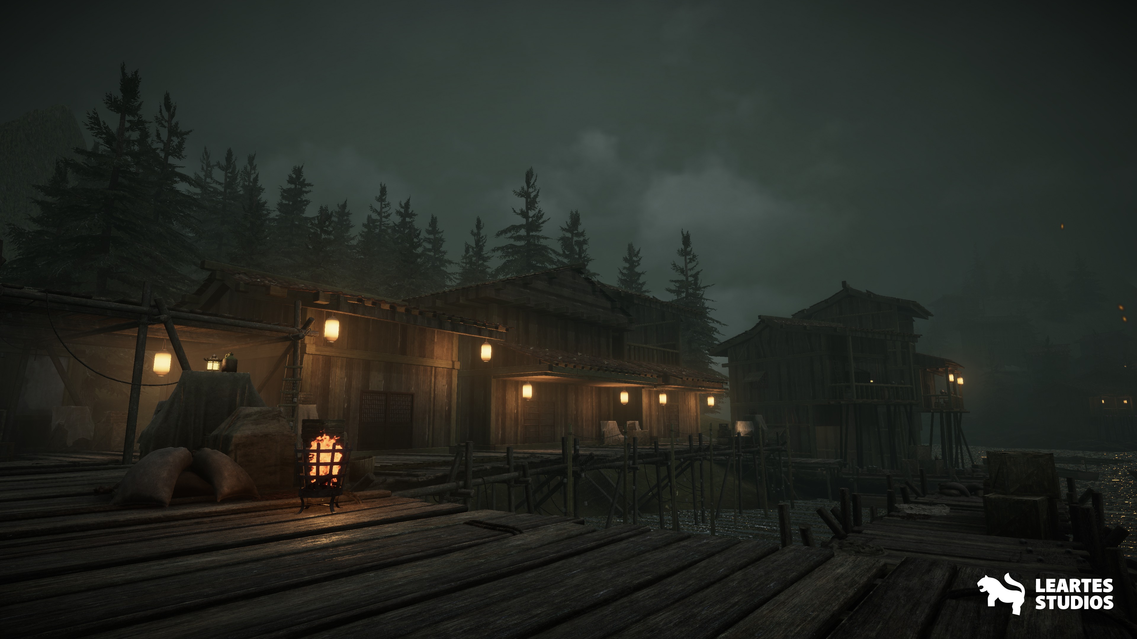 Asian Fishing Village Environment Low-poly 3D model_7