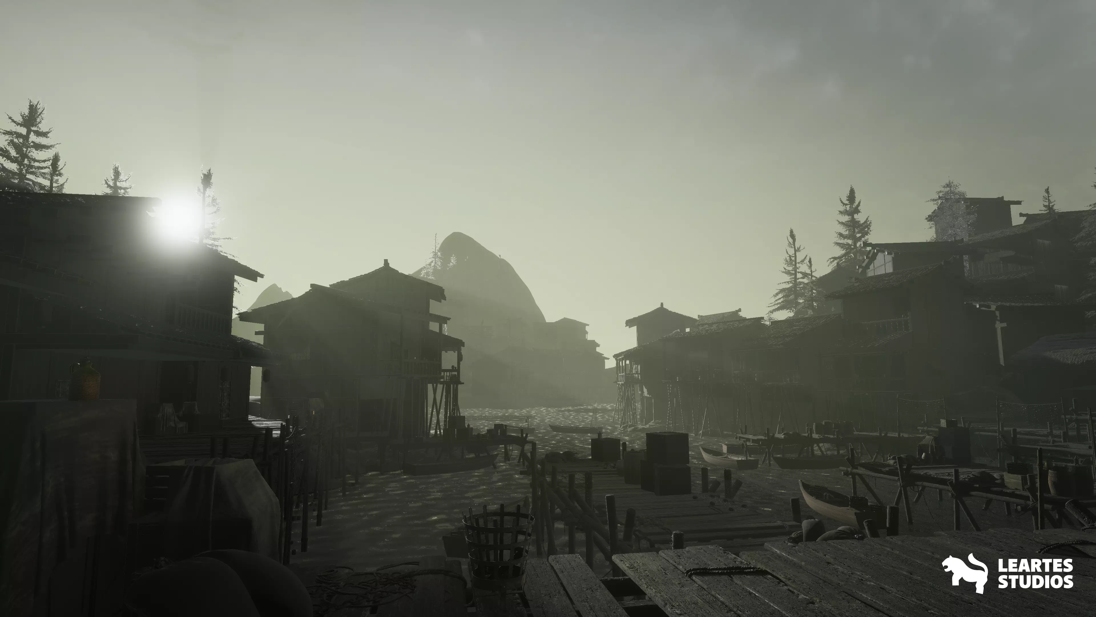 Asian Fishing Village Environment Low-poly 3D model_0