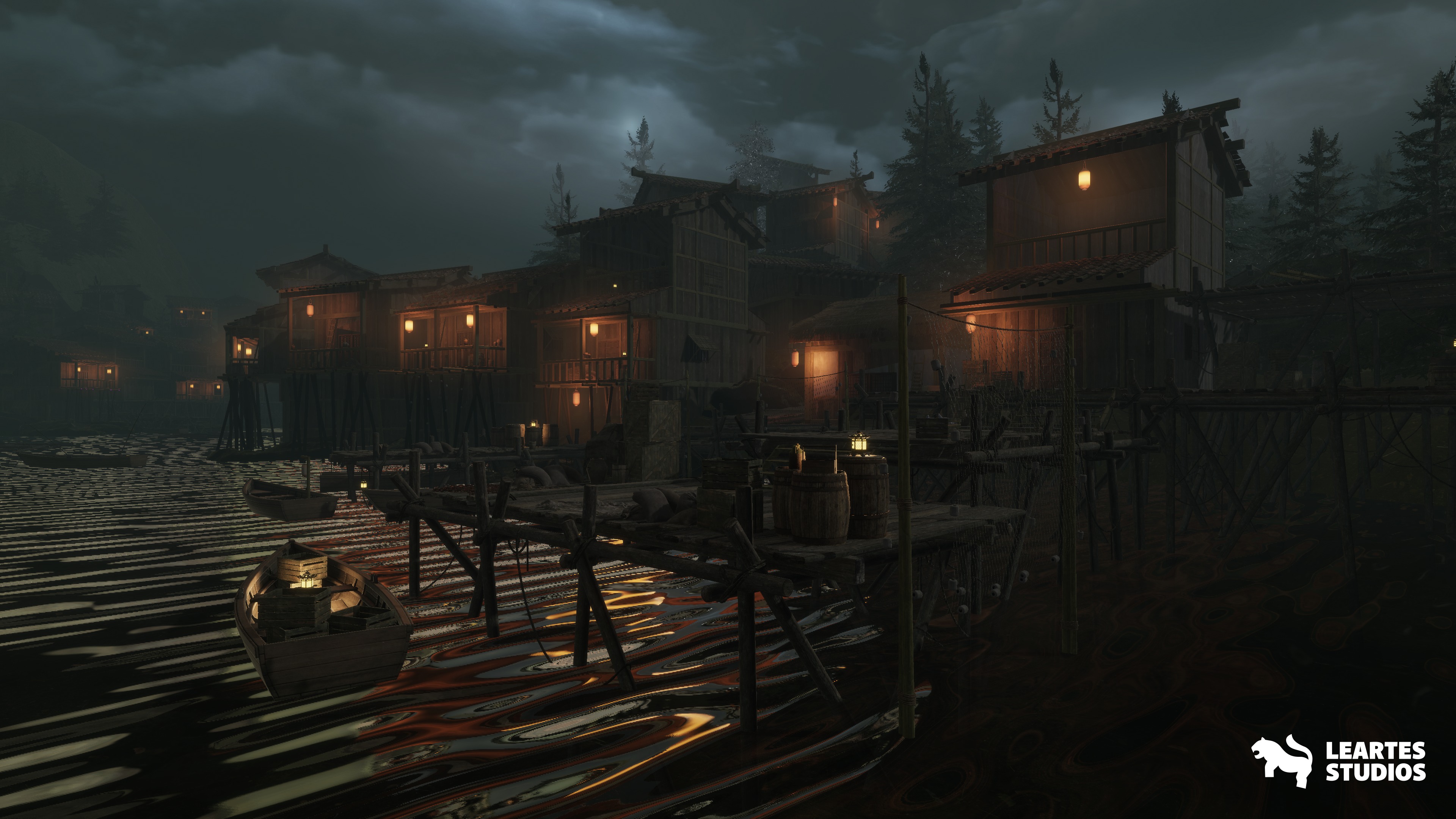 Asian Fishing Village Environment Low-poly 3D model_11