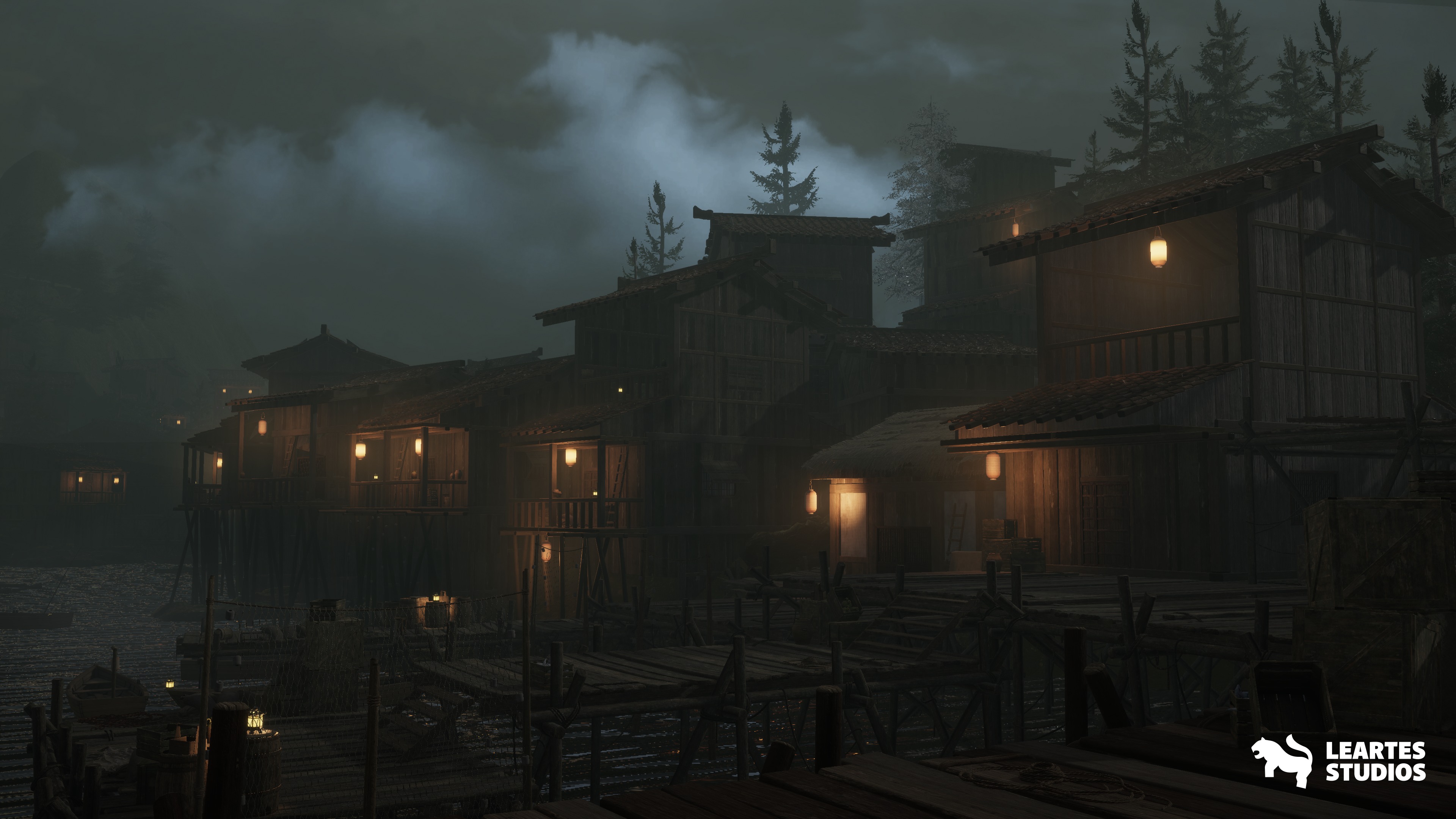 Asian Fishing Village Environment Low-poly 3D model_13