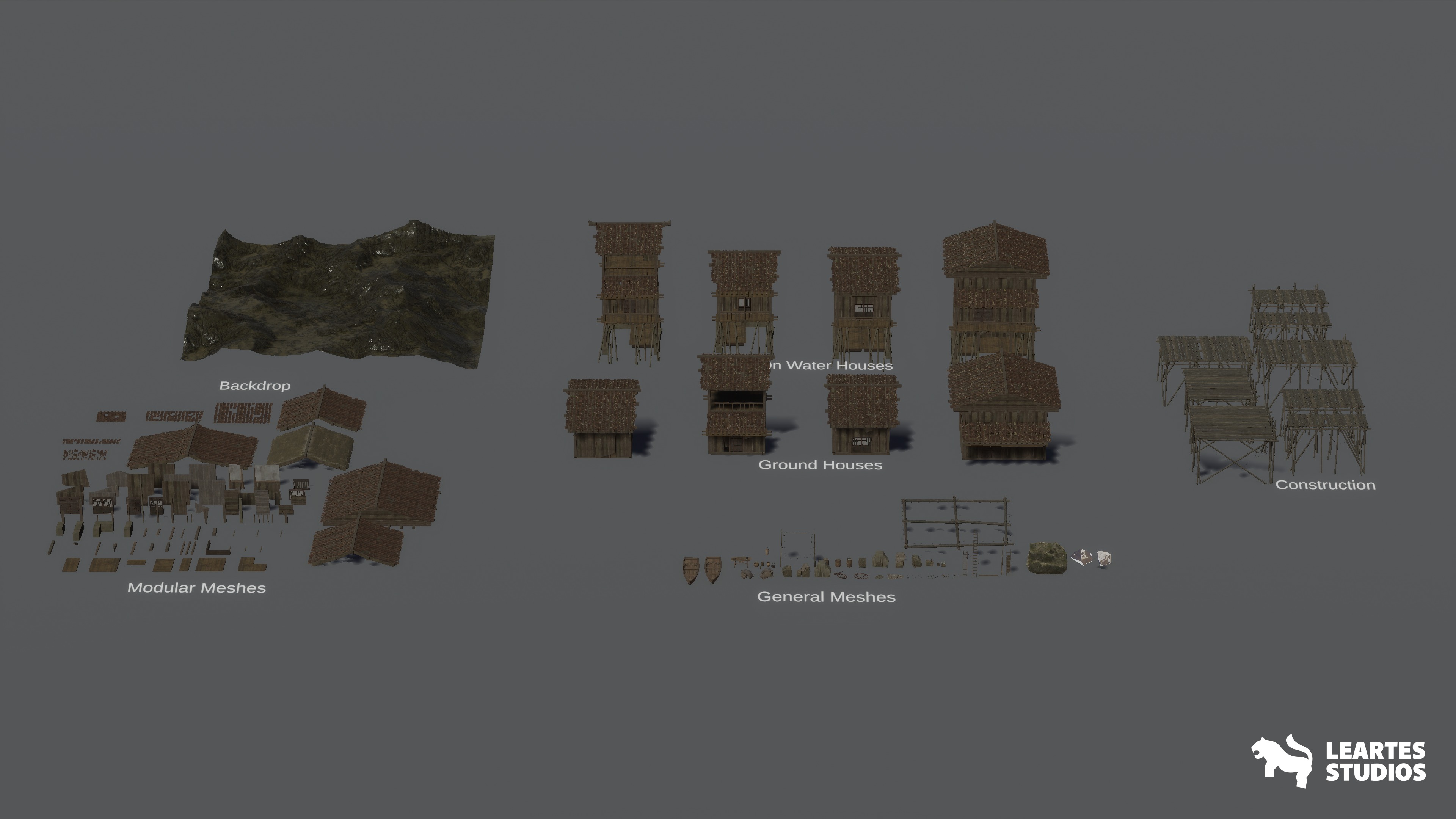 Asian Fishing Village Environment Low-poly 3D model_18