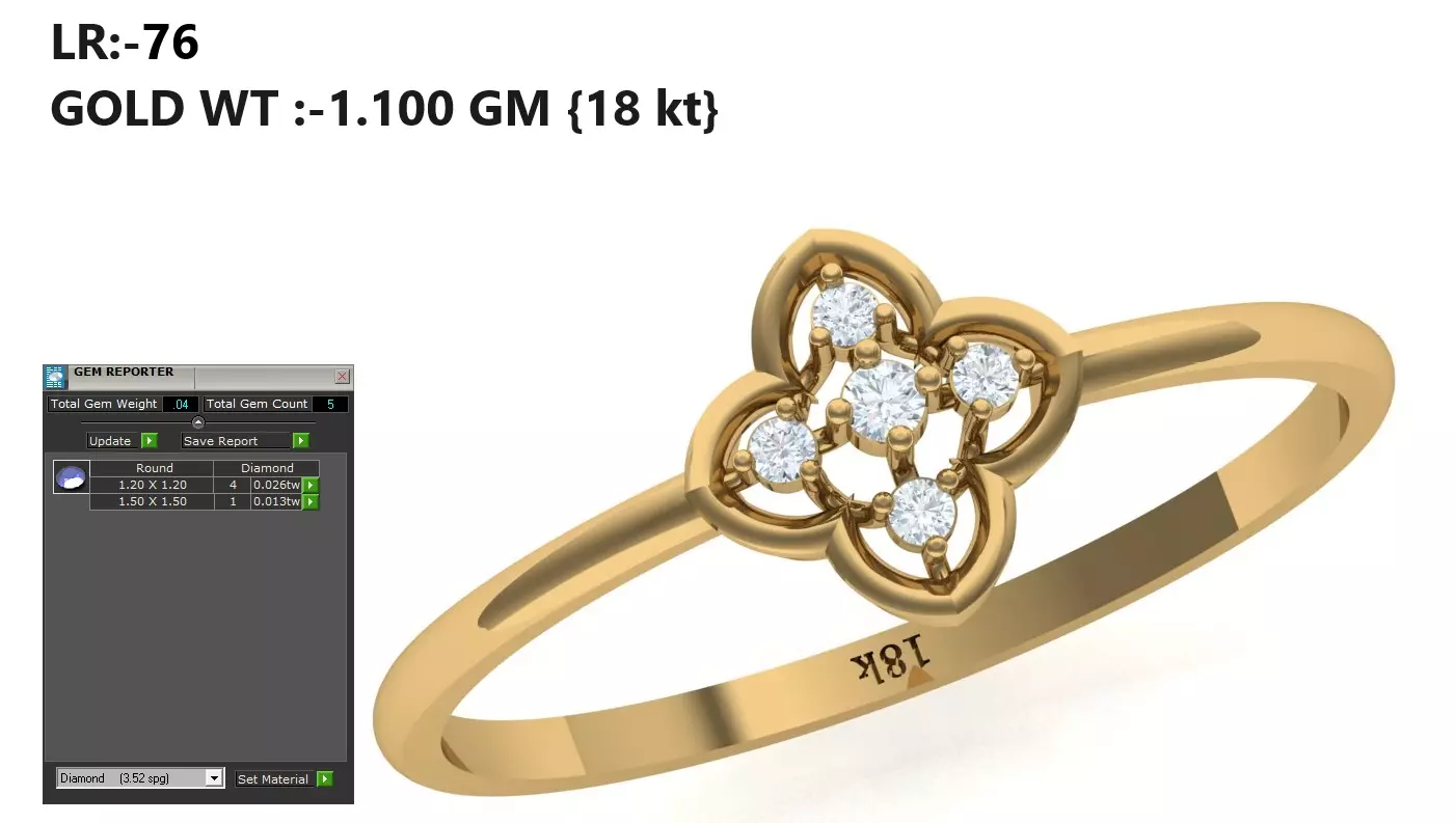 Lightweight Diamond Ring 3D print model