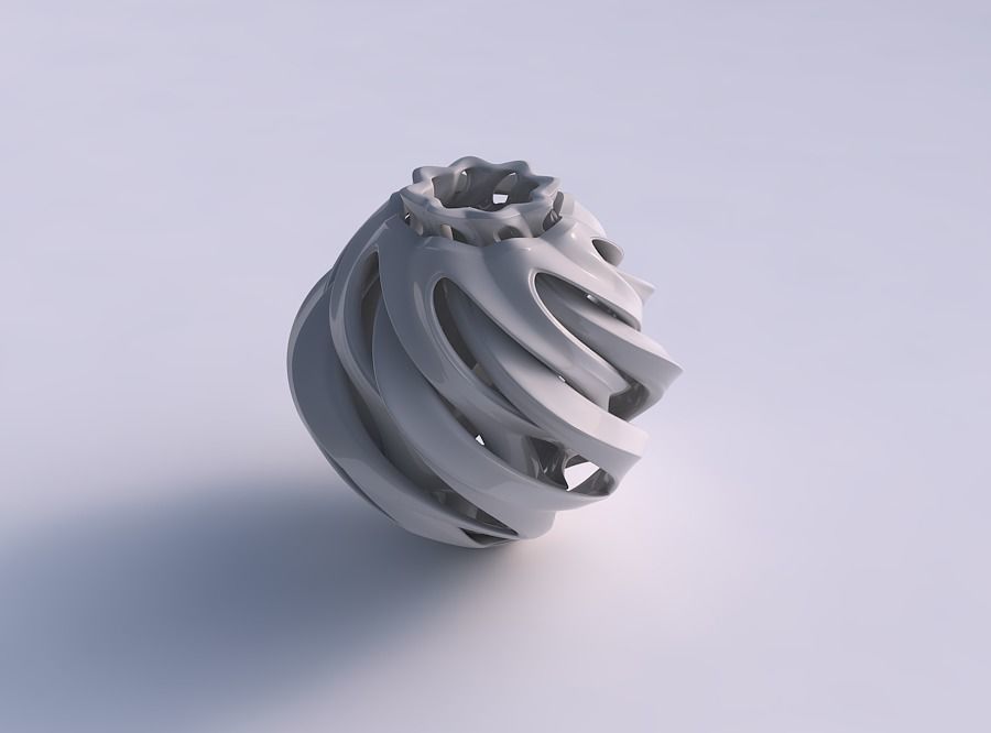 Vase oval with intersection throught cuts twisted and squeezed 3D print model_0