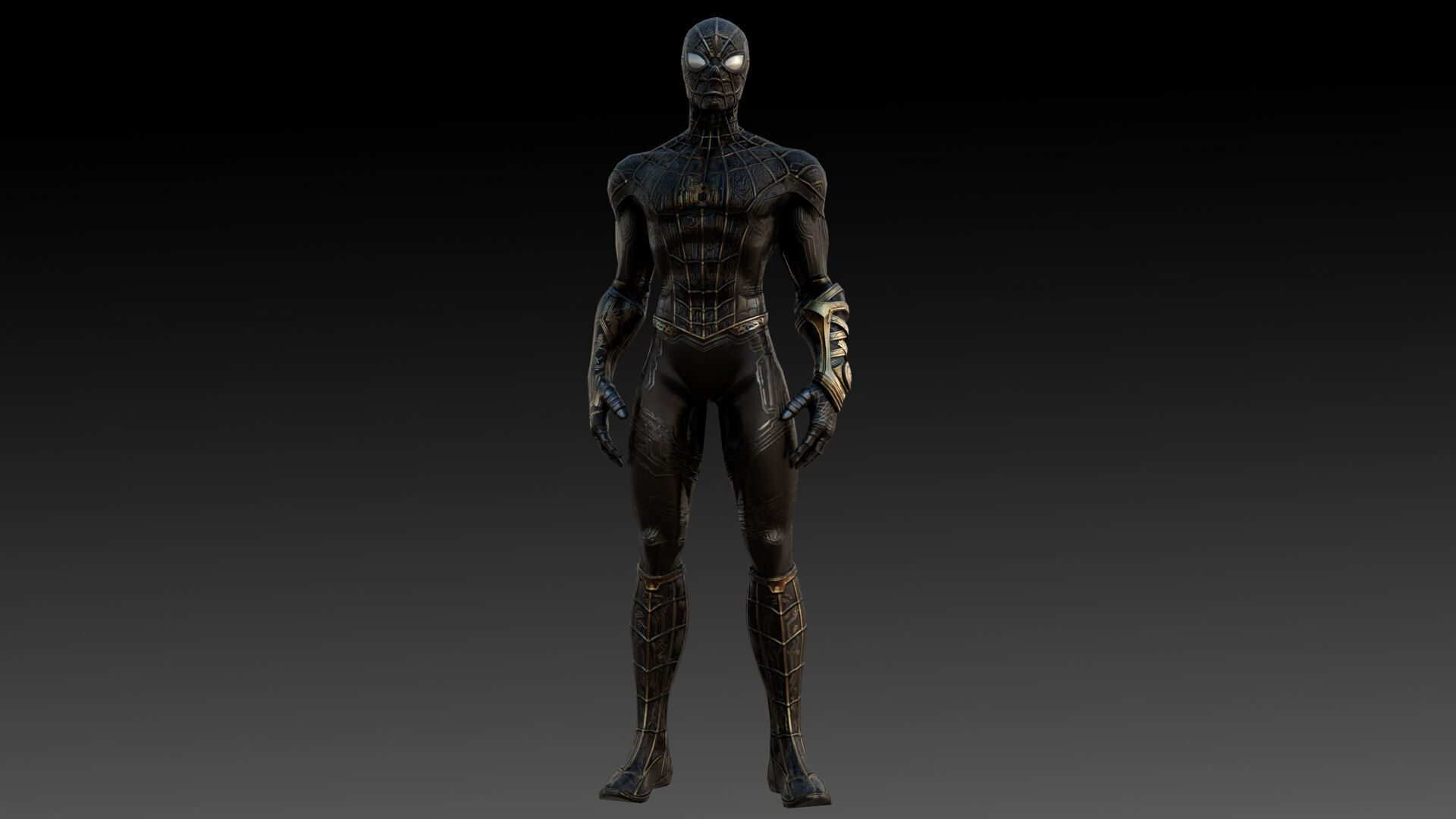 Spider Man  Black and Gold Suit Advanced 3D Model Game Ready Low-poly 3D model_11