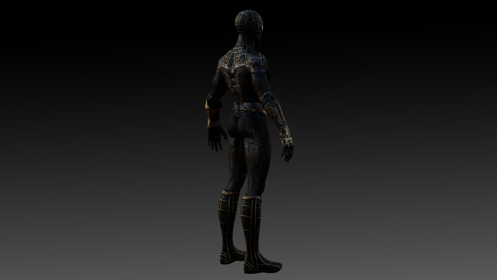 Spider Man  Black and Gold Suit Advanced 3D Model Game Ready Low-poly 3D model_1