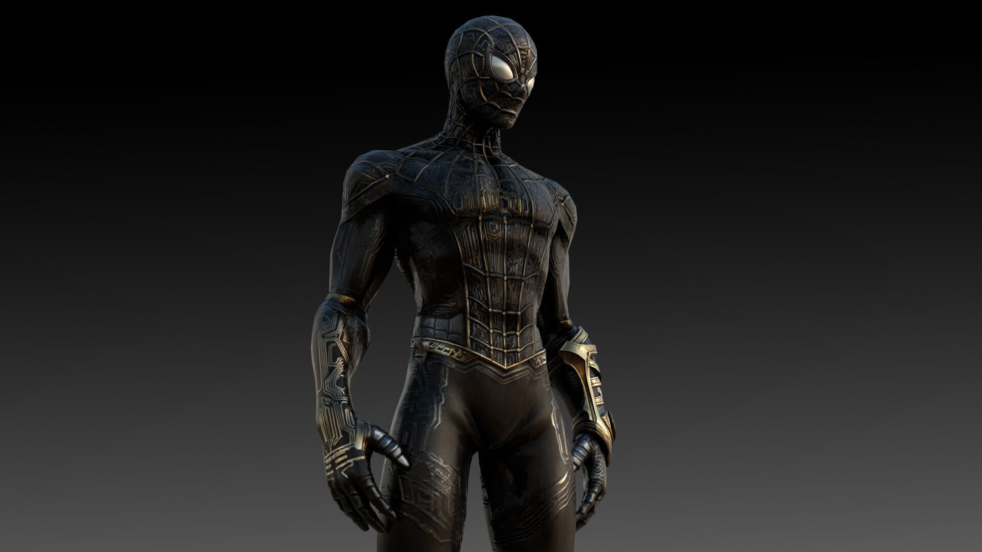 Spider Man  Black and Gold Suit Advanced 3D Model Game Ready Low-poly 3D model_14