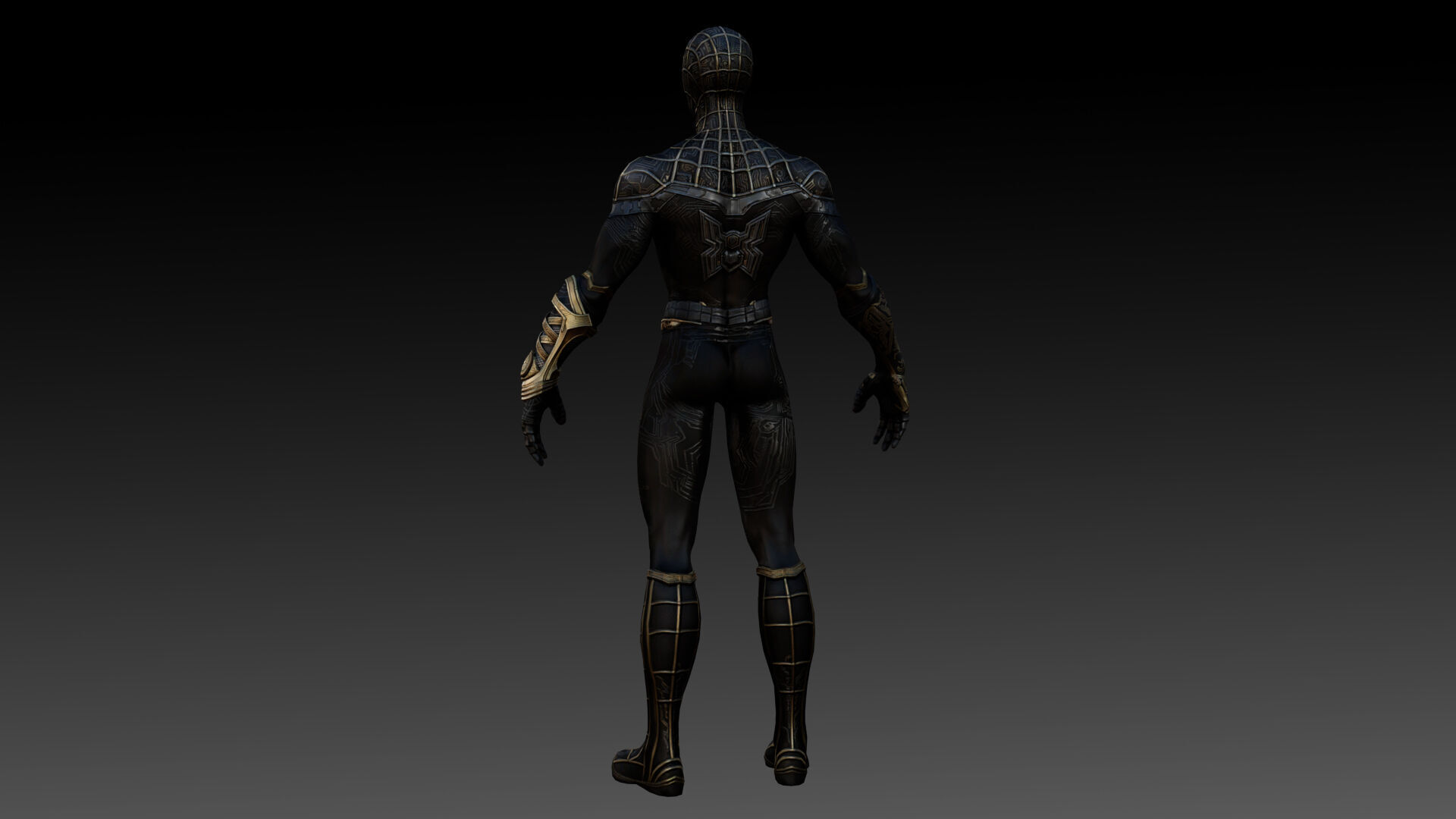 Spider Man  Black and Gold Suit Advanced 3D Model Game Ready Low-poly 3D model_3