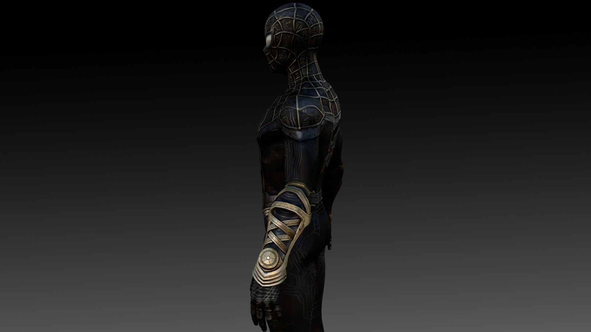 Spider Man  Black and Gold Suit Advanced 3D Model Game Ready Low-poly 3D model_9