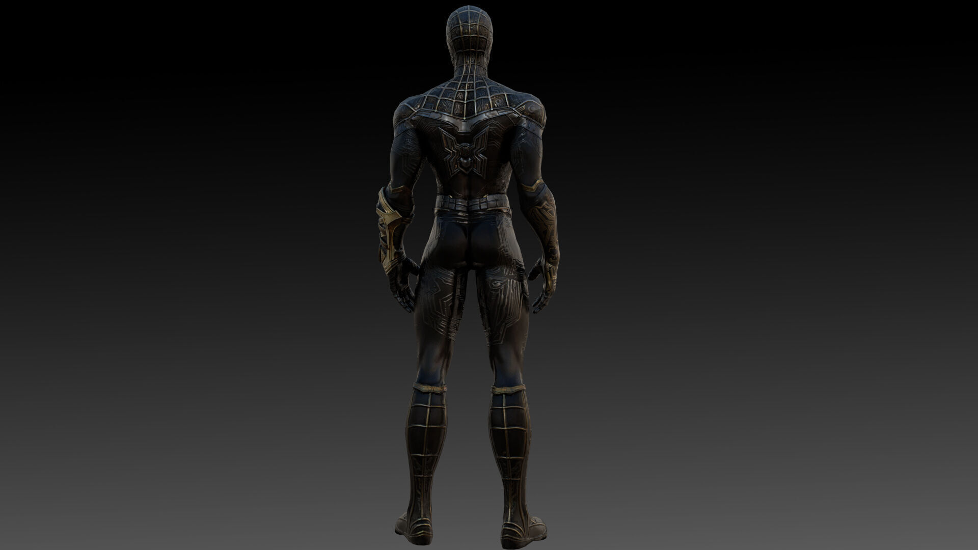 Spider Man  Black and Gold Suit Advanced 3D Model Game Ready Low-poly 3D model_10