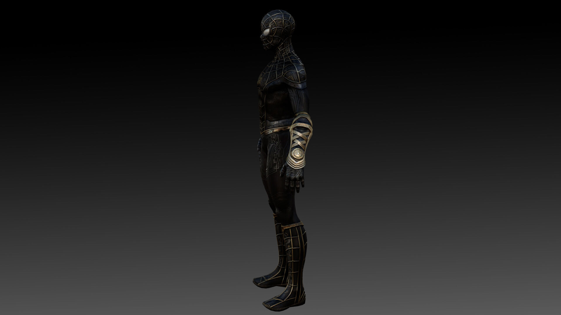 Spider Man  Black and Gold Suit Advanced 3D Model Game Ready Low-poly 3D model_2