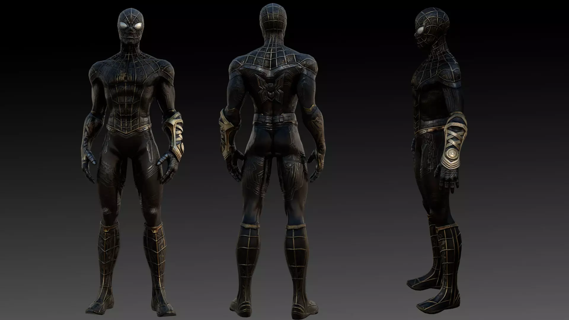 Spider Man  Black and Gold Suit Advanced 3D Model Game Ready Low-poly 3D model_0