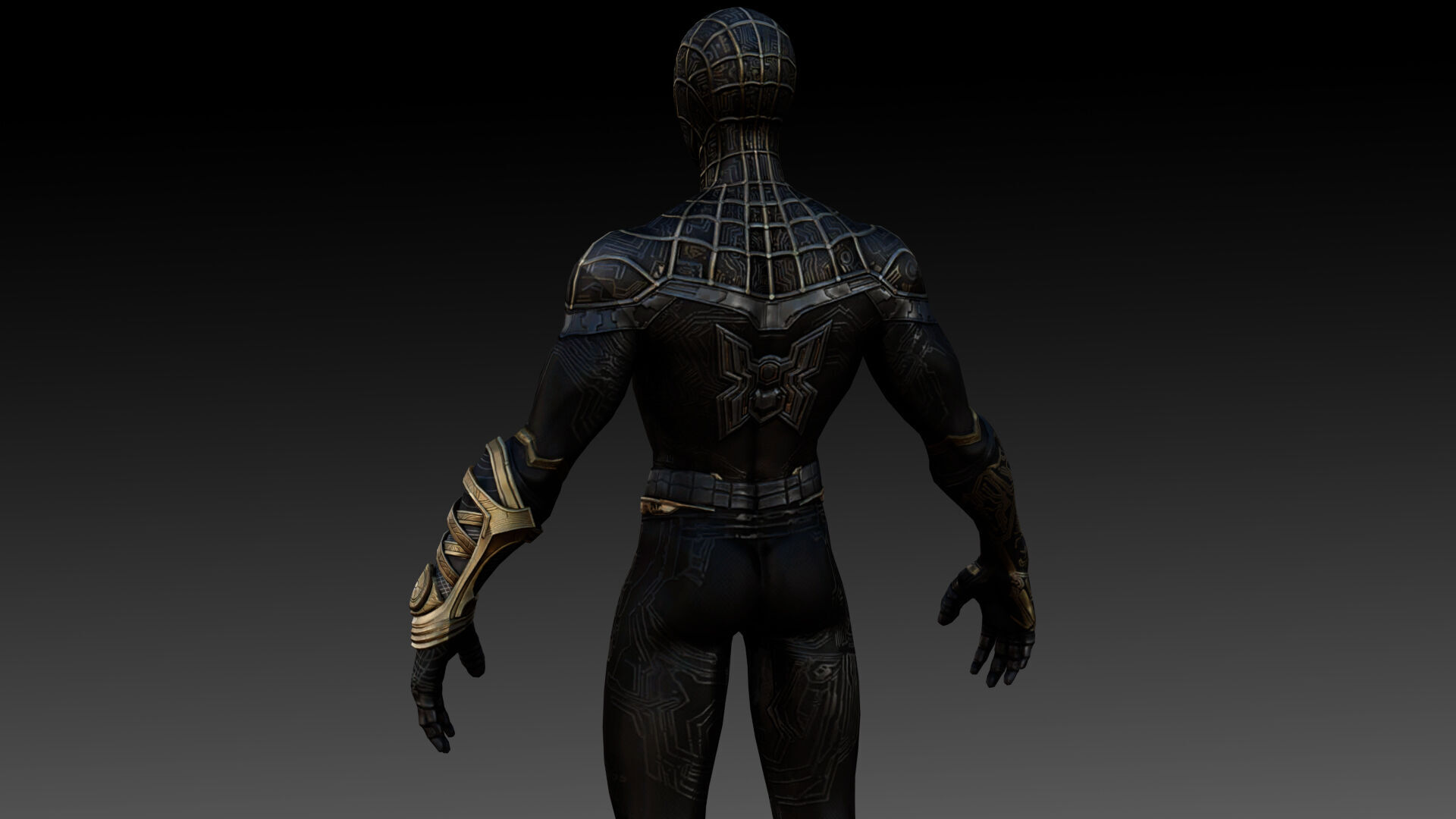 Spider Man  Black and Gold Suit Advanced 3D Model Game Ready Low-poly 3D model_8