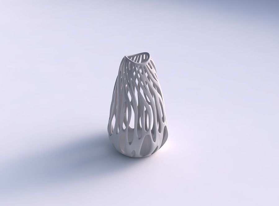 Vase oval with smooth cuts streched top 3D print model_0
