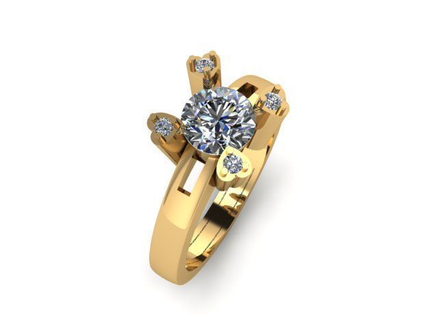 solitair ring for daimonds 3D print model_9