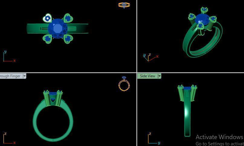 solitair ring for daimonds 3D print model_16