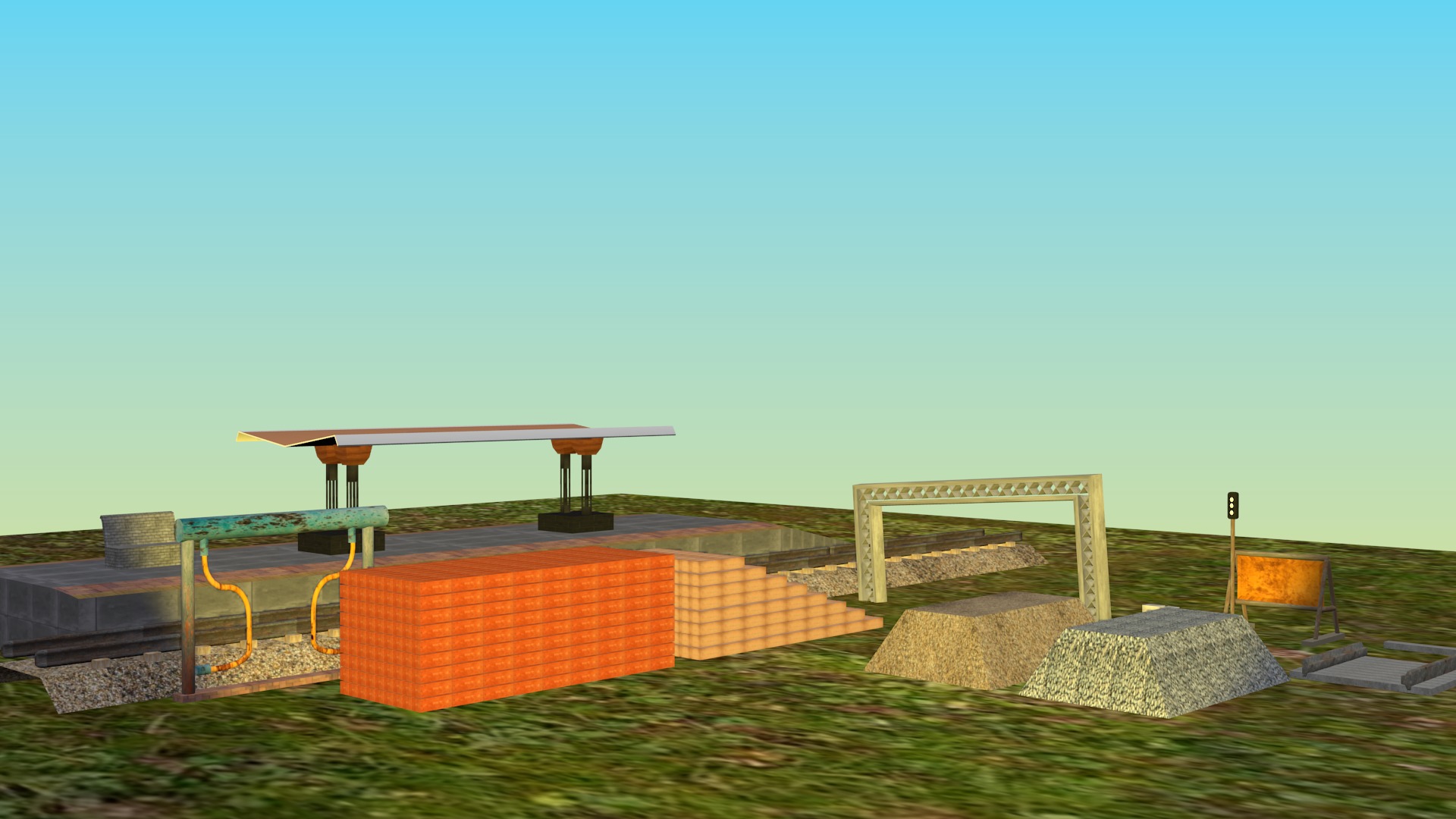 Railway Assets 3D Models Free low-poly 3D model_1