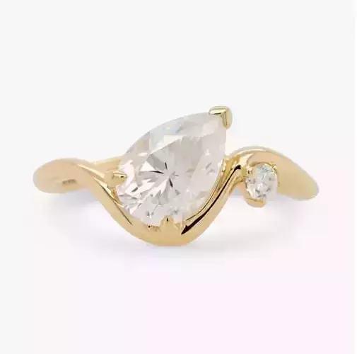 Pear diamond engagement ring 3D print model