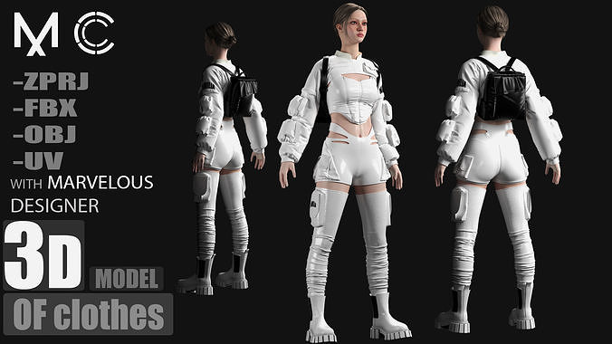 3d model of clothes and backpack 3D model