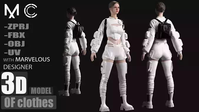 3d model of clothes and backpack