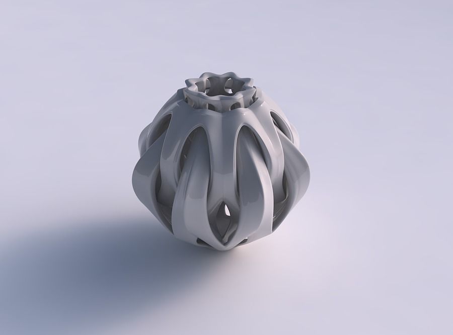 Vase oval with intersection throught cuts squeezed 3D print model_0