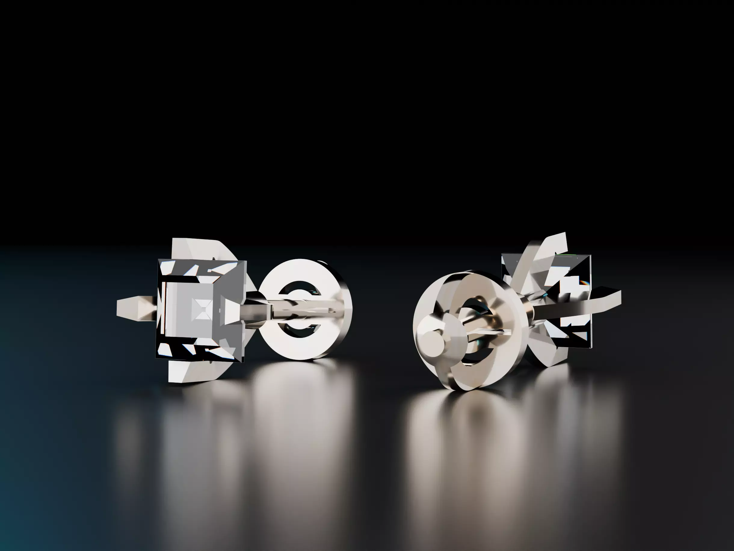 Shape Stud Square Earrings 3D print model
