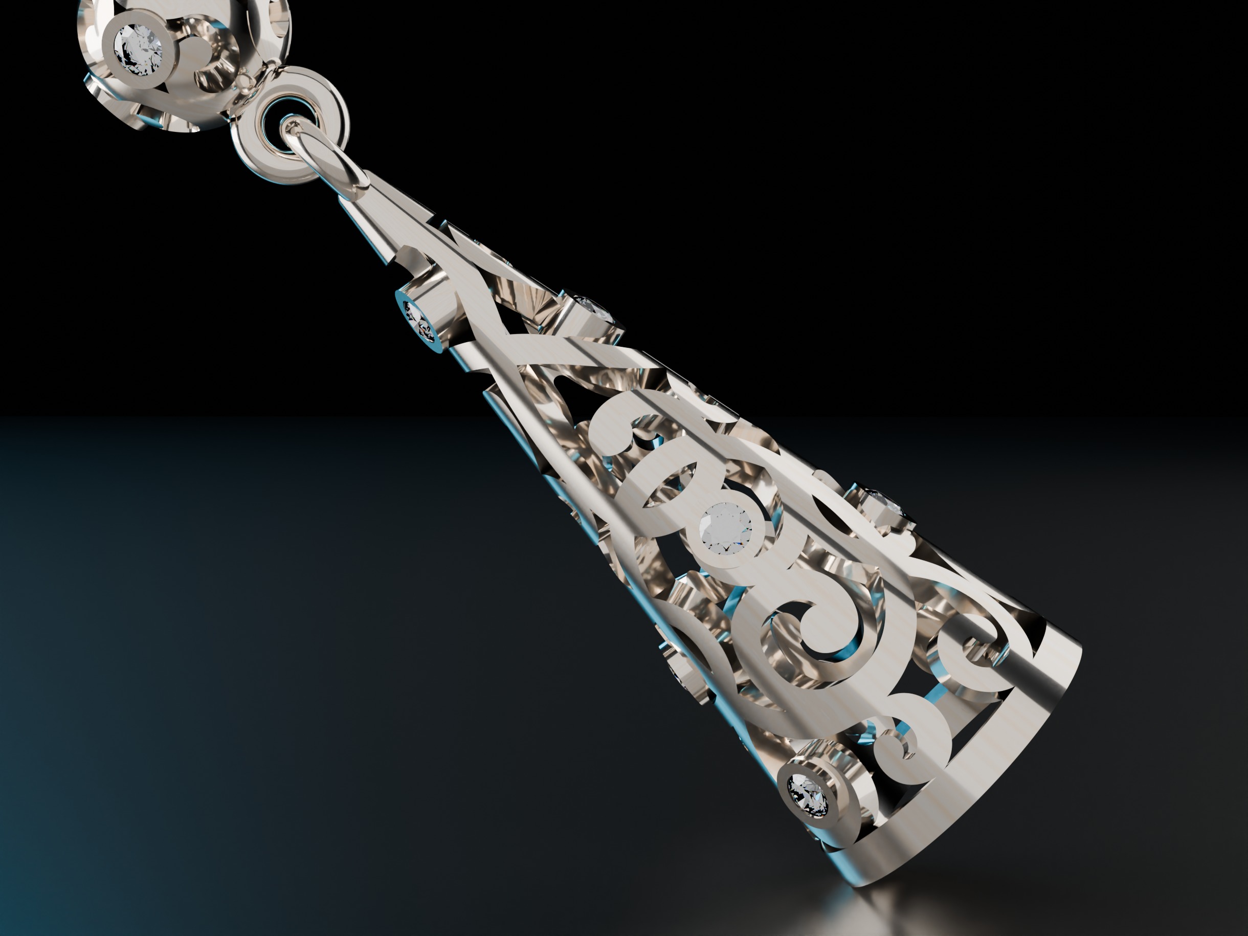 Conical Christmas Earrings 3D print model_1