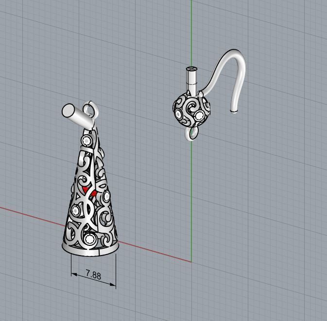 Conical Christmas Earrings 3D print model_14