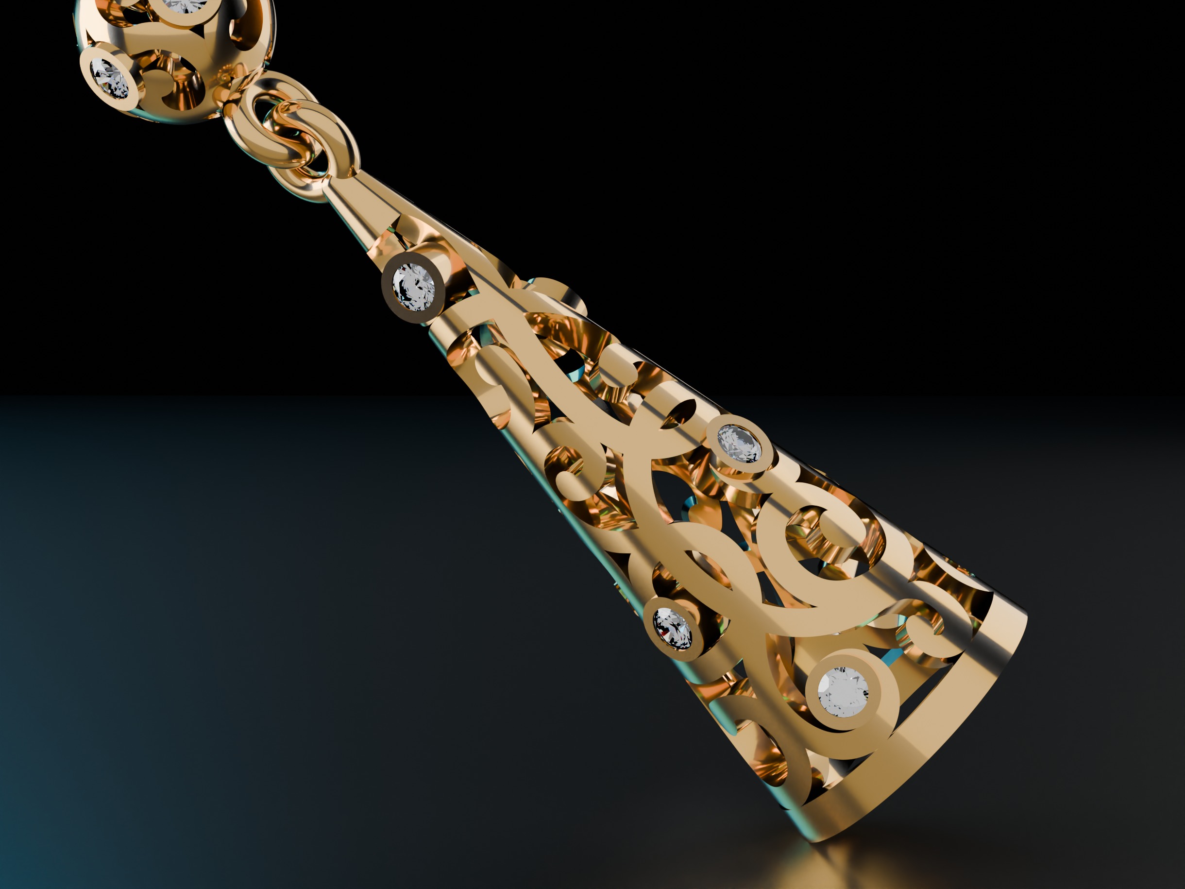 Conical Christmas Earrings 3D print model_4